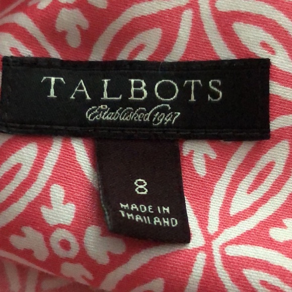 Talbots Pink Geometric Pattern Wrinkle Resistant Button Down Shirt size 8 - Picture 5 of 13